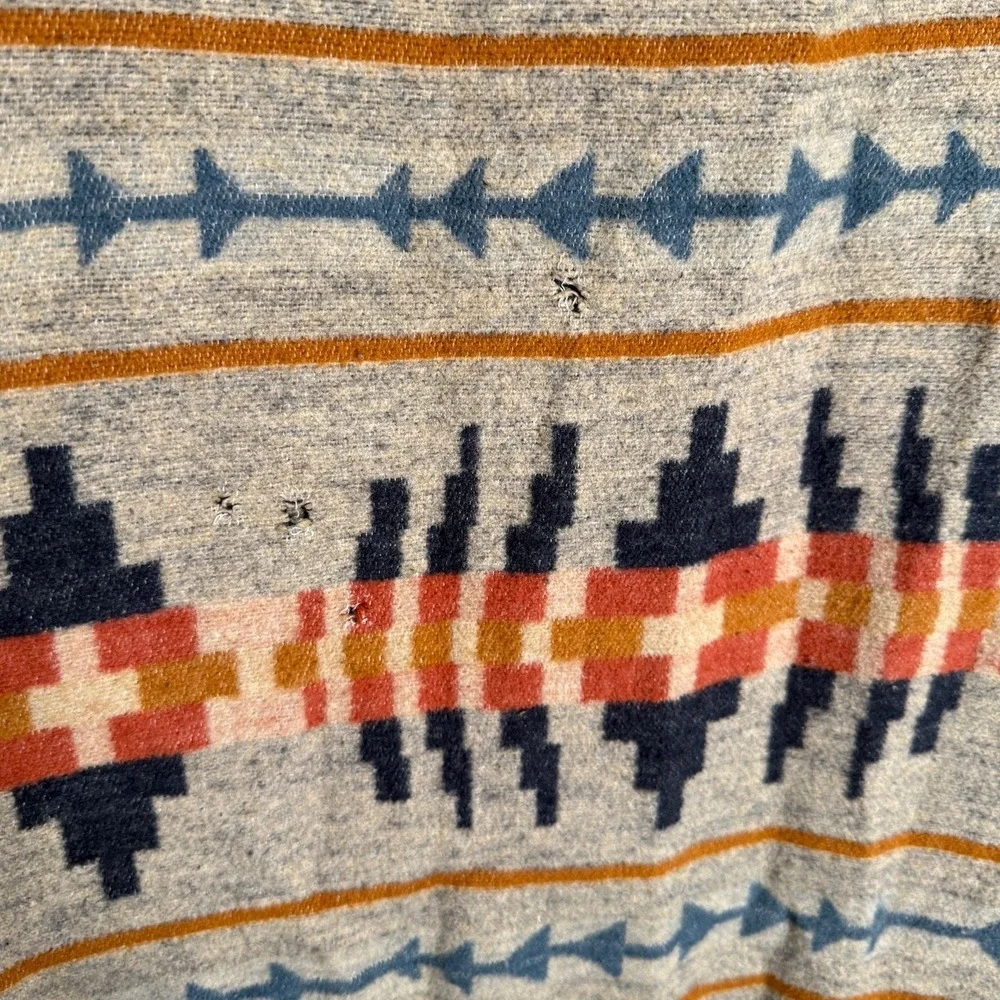 Pendleton Home Tan Blue Trail Ridge‎ Organic Cotton Throw Aztec Comfy Blanket